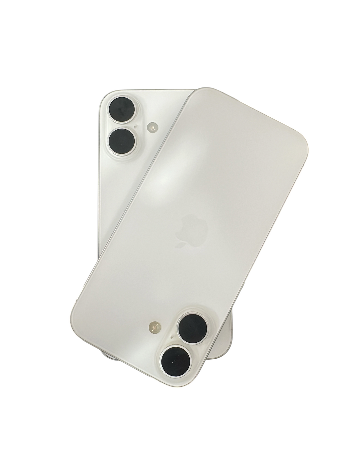 Iphoneio Official premium white smartphone with a sleek glass back and dual-lens camera system on its original box.