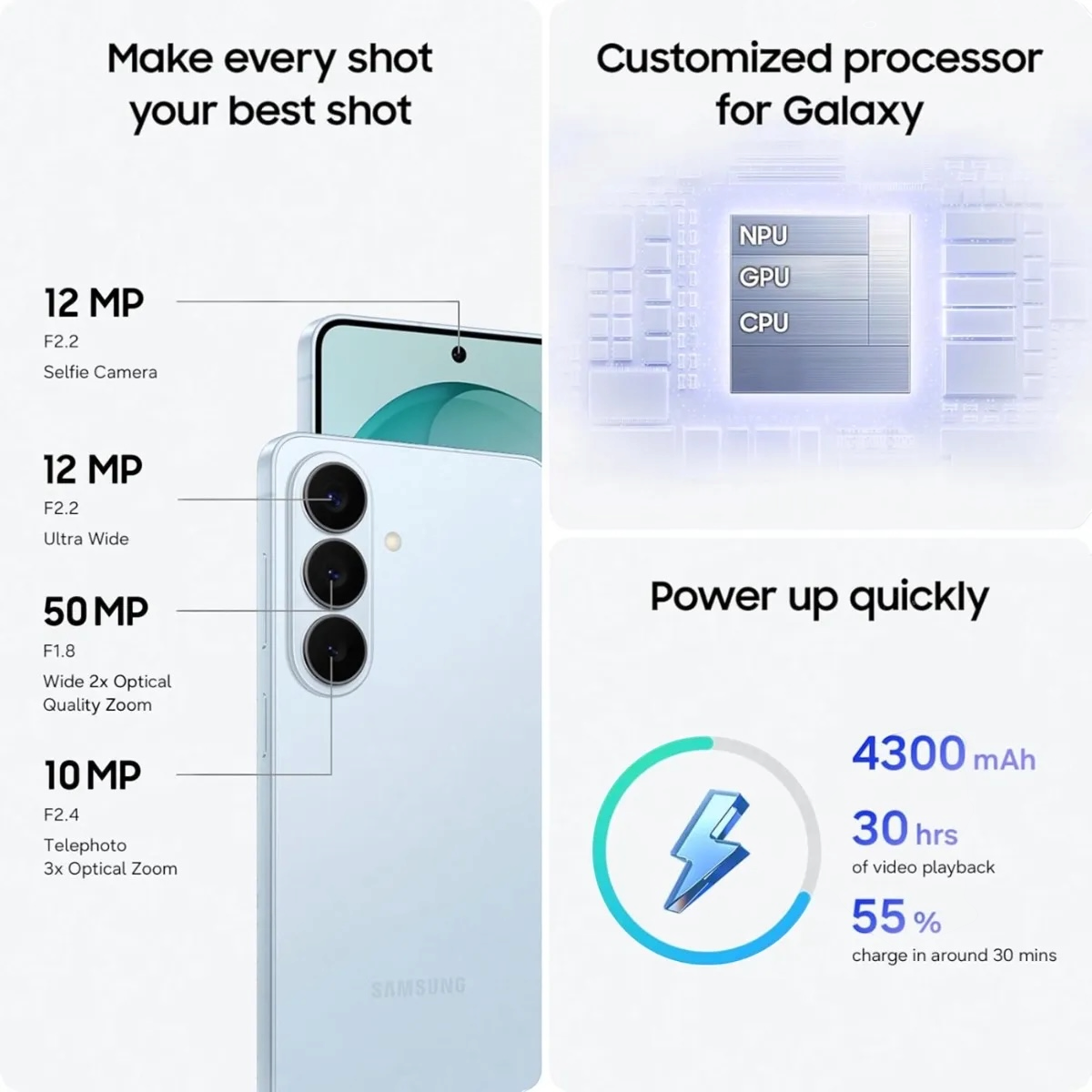 Samsung Galaxy S26 5G (12GB RAM, 256GB Storage) Exynos 2600 | 4300 mAh Battery | AI Phone | Cobalt Violet
