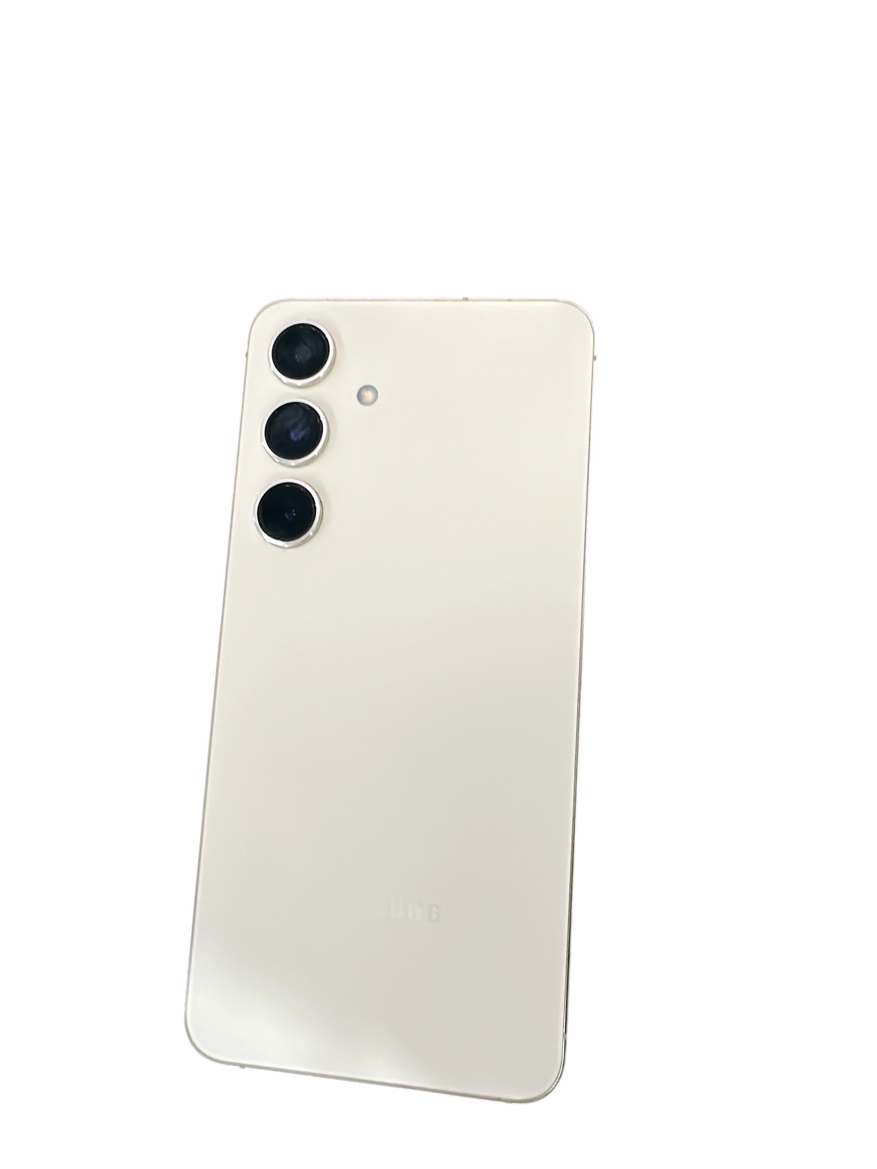 Iphoneio Official cream Samsung Galaxy smartphone with a triple-lens camera system on a minimalist back panel