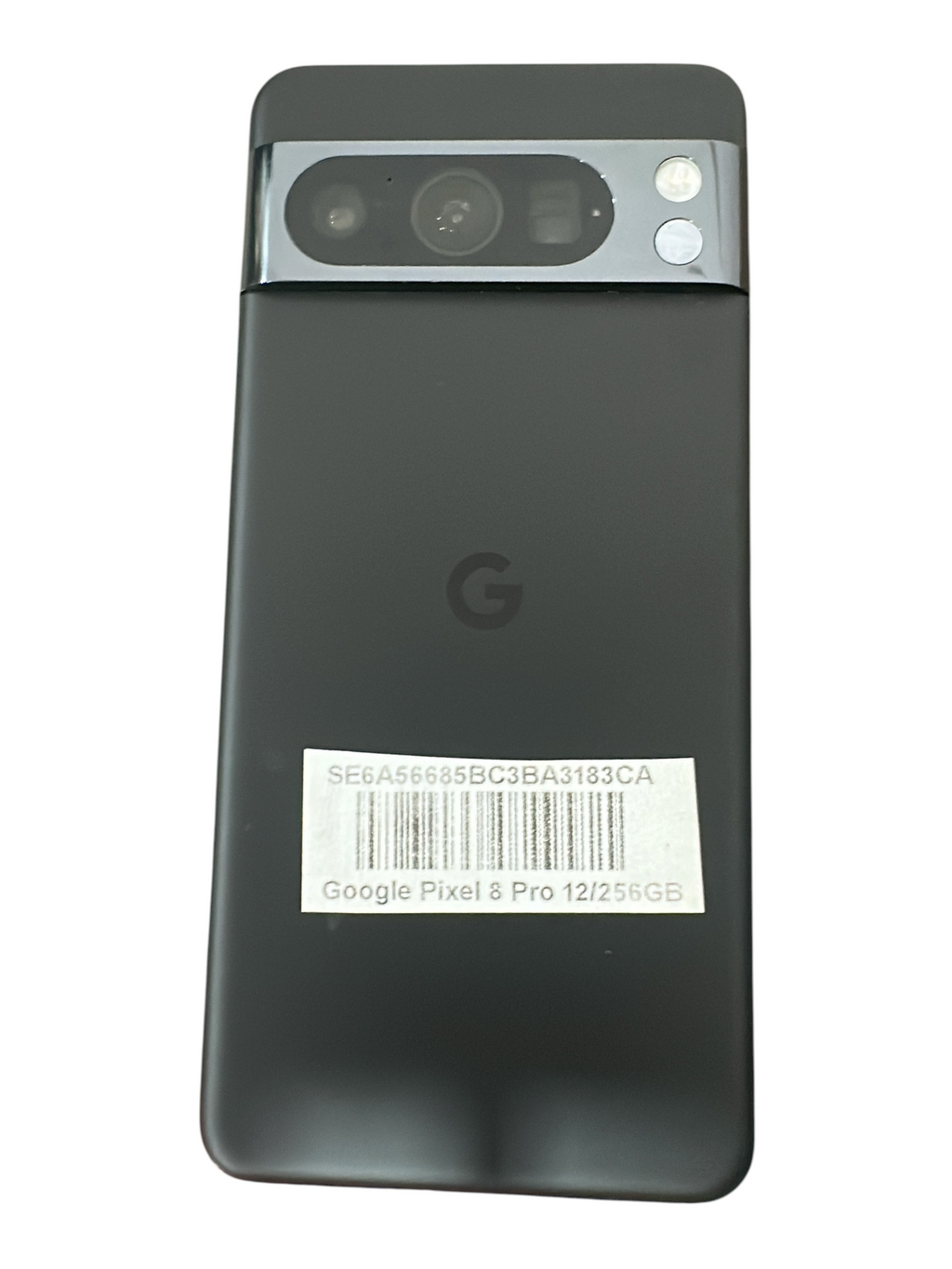 Iphoneio Official Google Pixel 8 Pro smartphone in matte black with iconic rear camera bar and product label