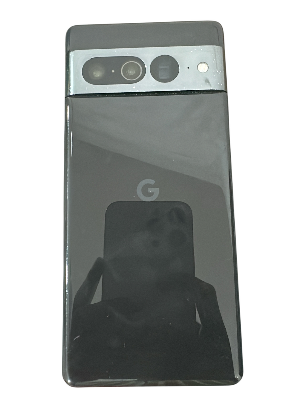 Iphoneio Official Google Pixel smartphone in obsidian black with a glass back and signature horizontal camera bar.