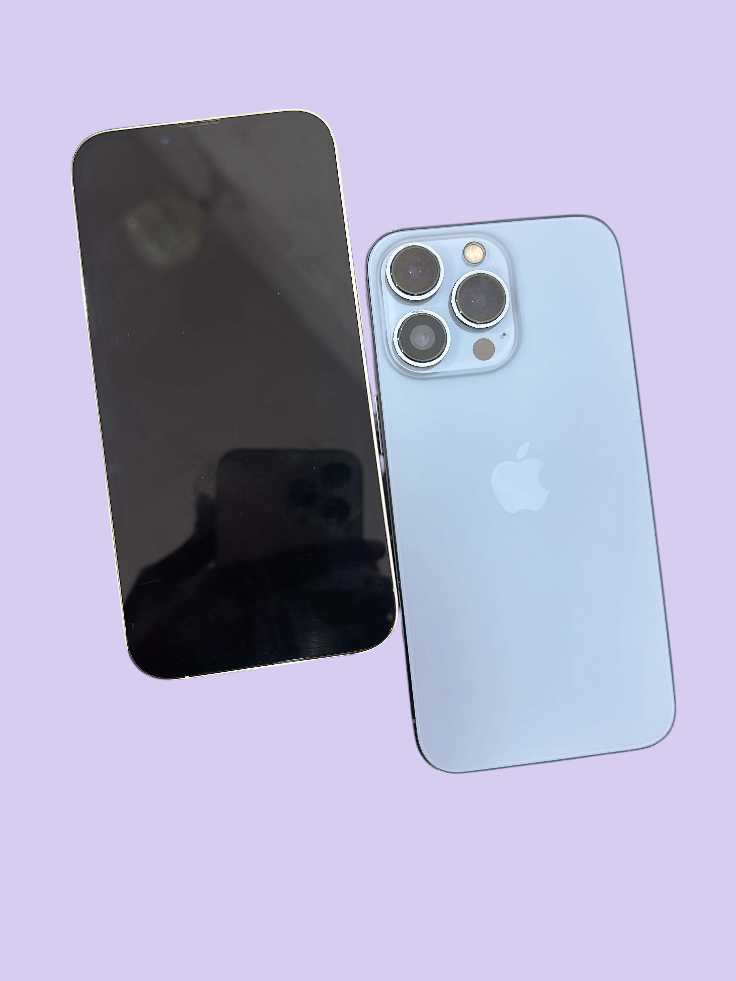 Iphoneio Official light blue smartphone with triple camera system and front screen display on black background