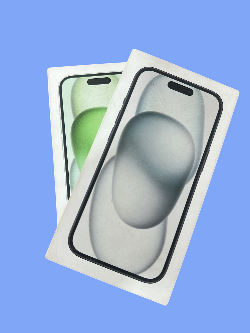 Iphoneio Official light green smartphone in retail packaging boxes isolated on black background