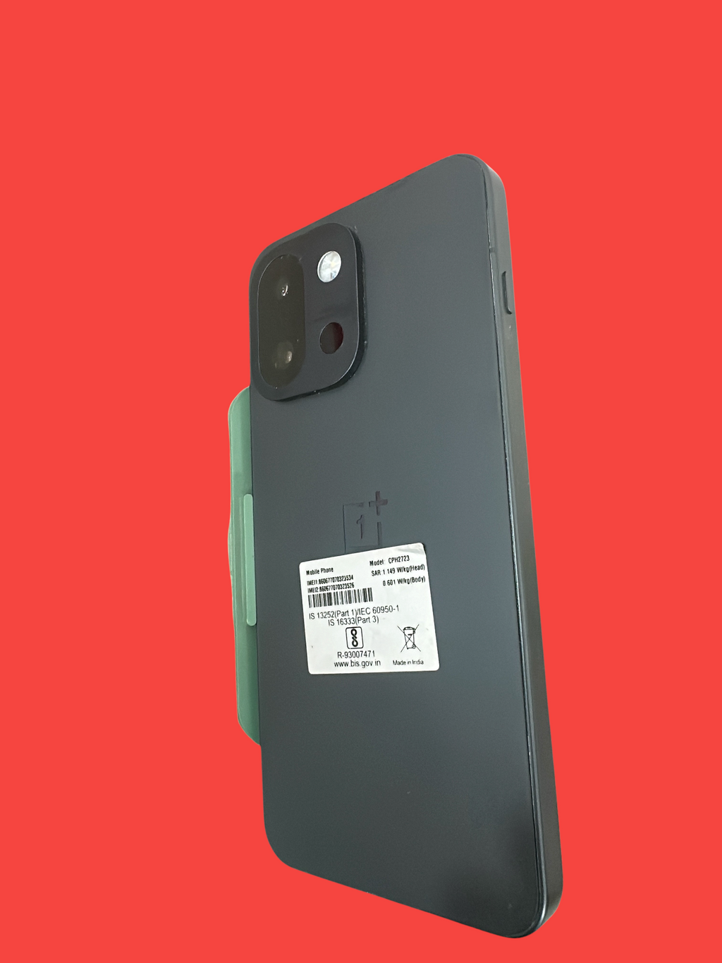 Iphoneio Official OnePlus Nord CE4 smartphone in matte charcoal with a rear camera module and regulatory label