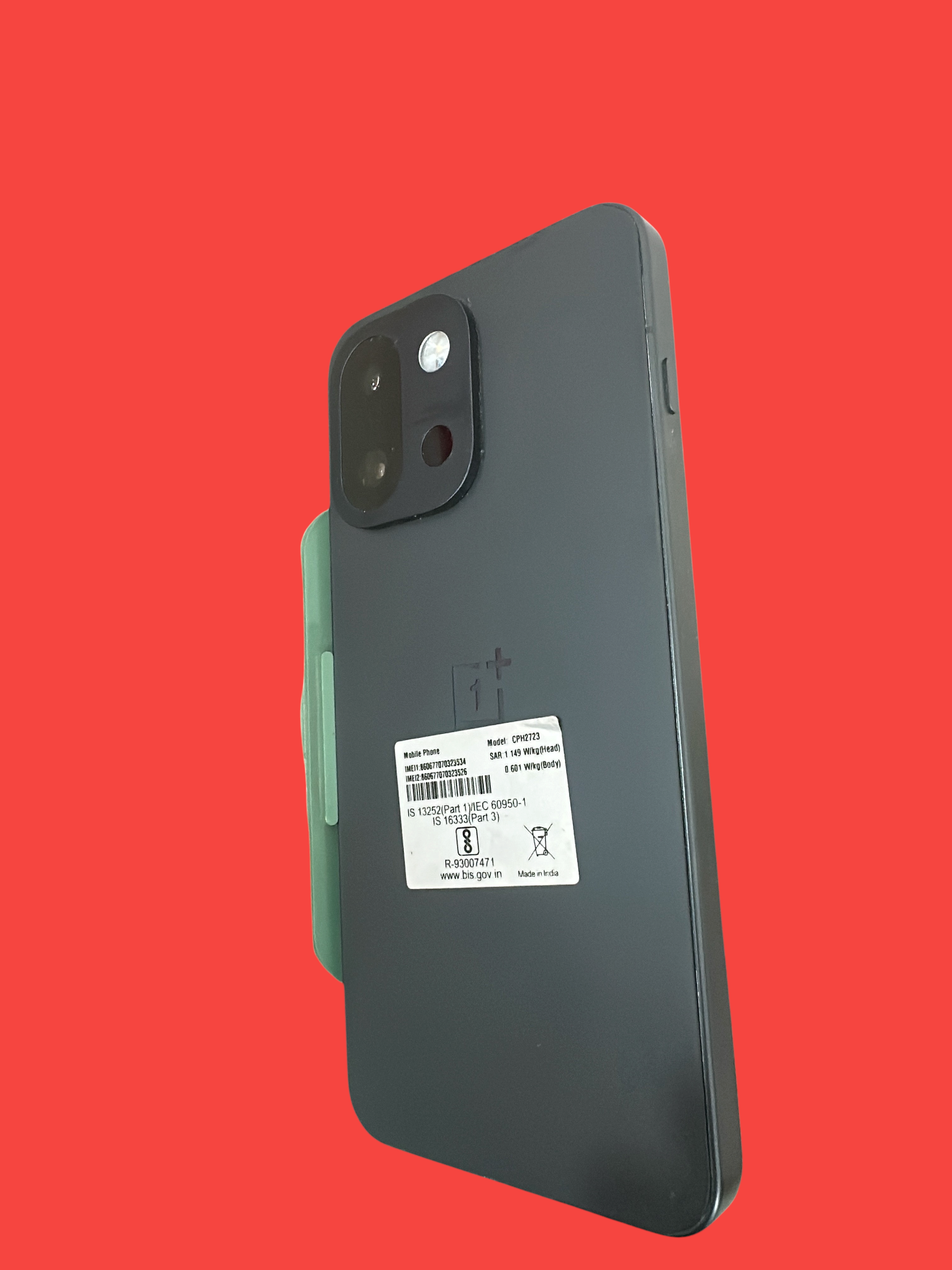 Iphoneio Official OnePlus Nord CE4 smartphone in matte charcoal with a rear camera module and regulatory label