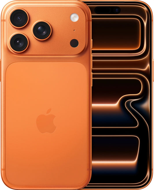 Iphoneio Official premium smartphone in vibrant orange with a matte finish and advanced triple-lens camera system.