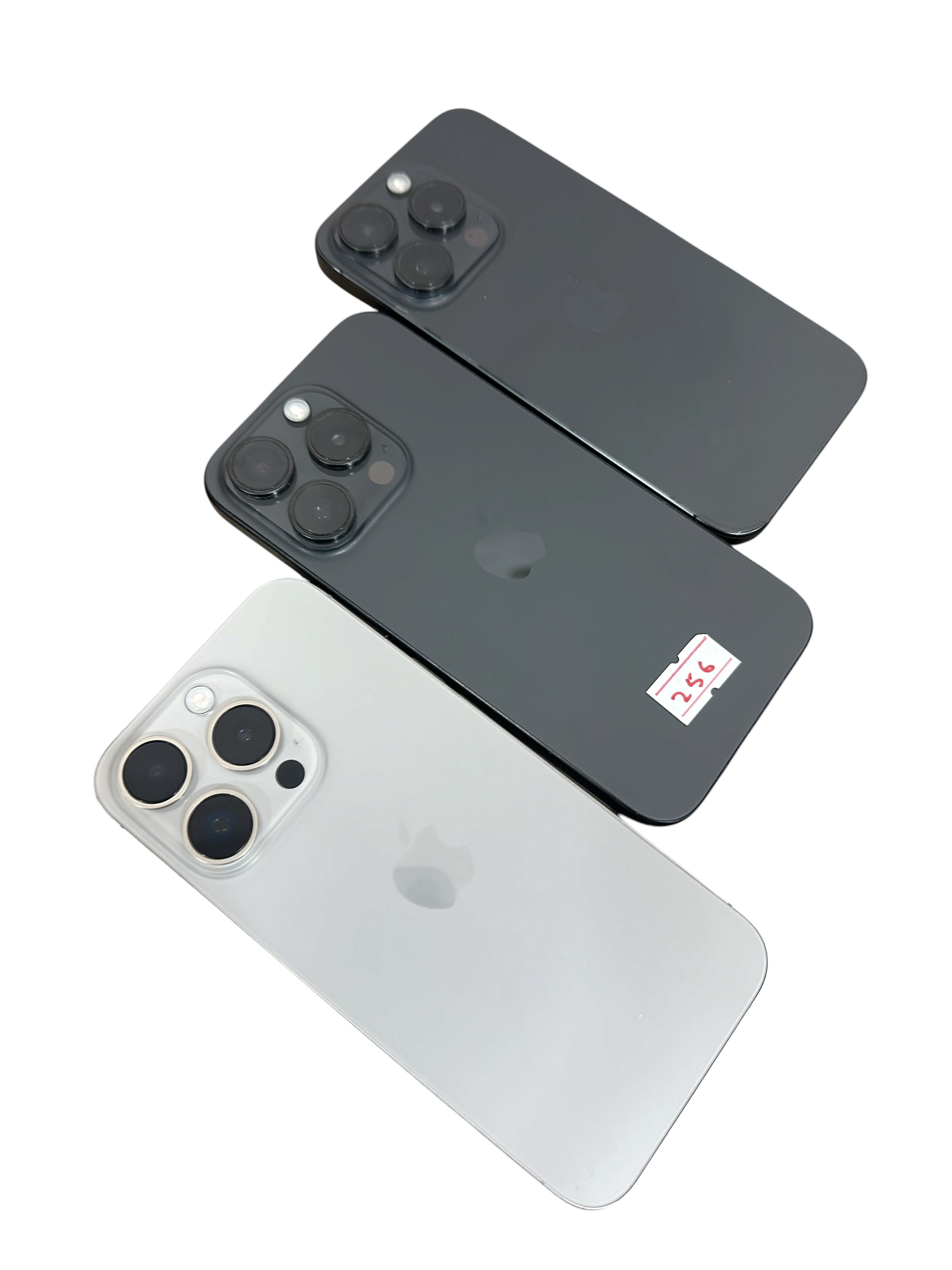 Iphoneio Official premium smartphones in black and silver with triple-lens camera systems on a black background