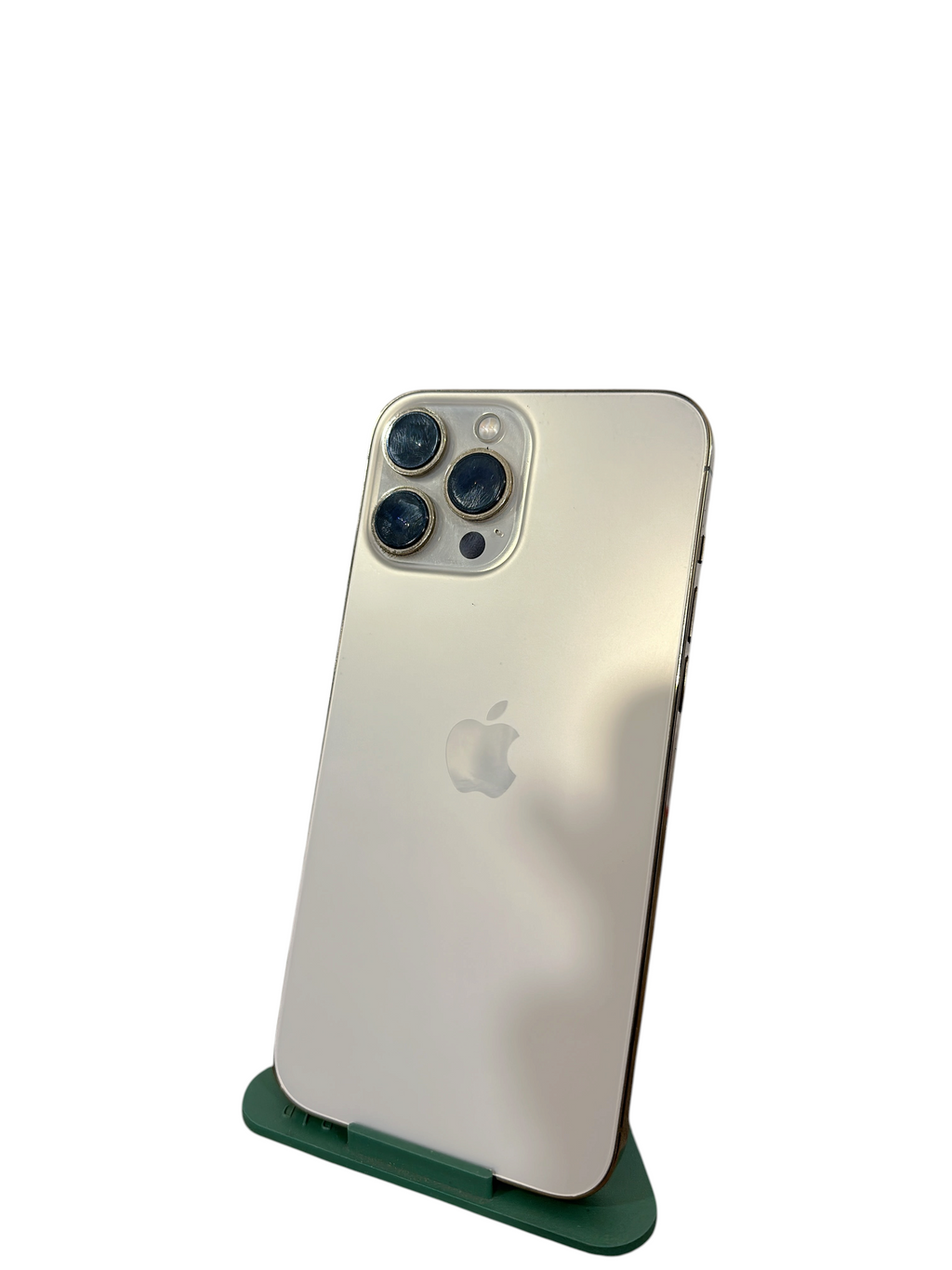 Iphoneio Official premium smartphone in silver with a triple-lens camera system and durable glass back design.
