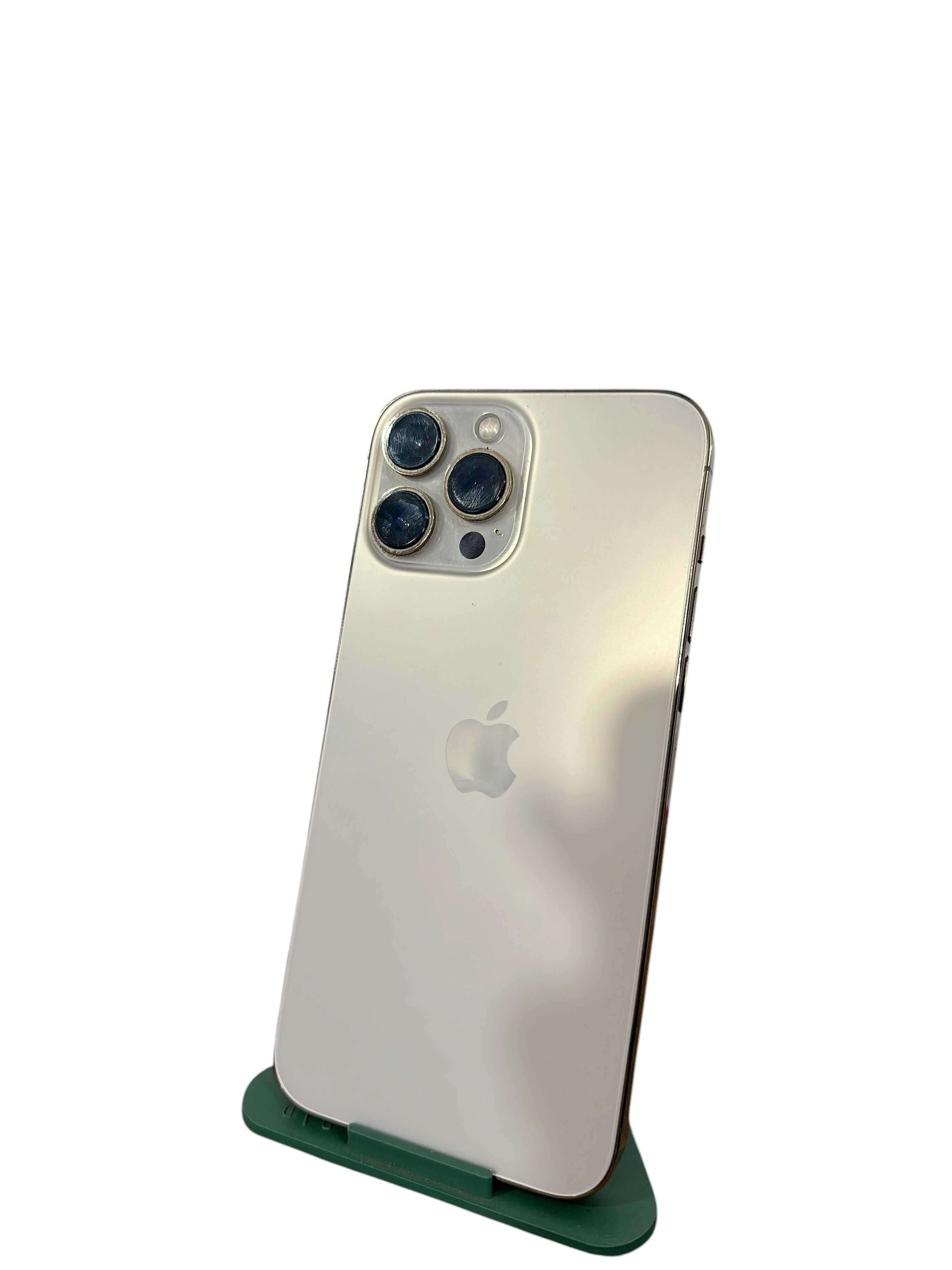 Iphoneio Official premium smartphone in silver with a triple-lens camera system and durable glass back design.