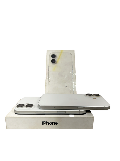 Iphoneio Official premium white smartphone with dual-lens camera system resting on its original retail box.