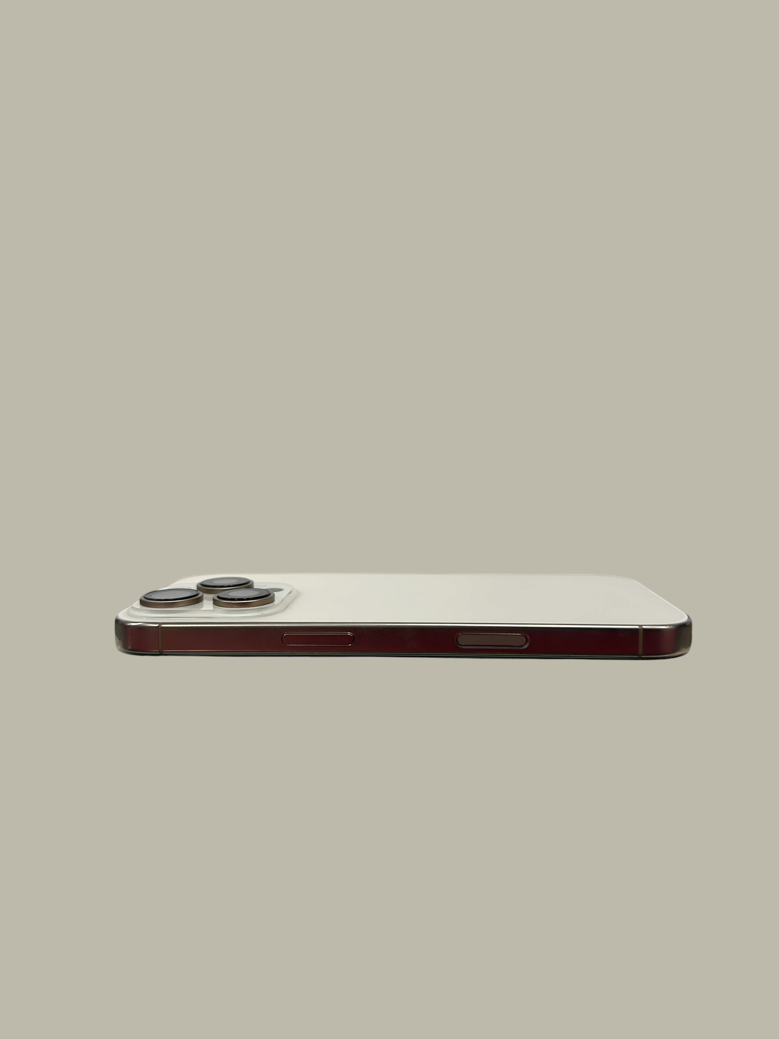 Iphoneio Official premium smartphone in white with a triple-lens camera system viewed from the side